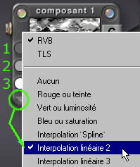 Select colour and bump output and set blending mode to Linear Interpol 2