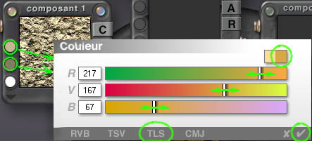 Select colour setting with Alt-Leftclick and set colours